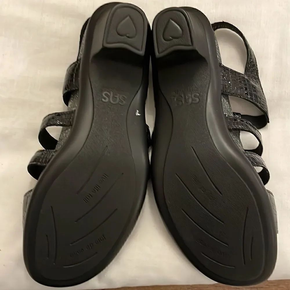 SAS ALLEGRO BLACK CROC SANDALS.  NEW - Picture 6 of 10